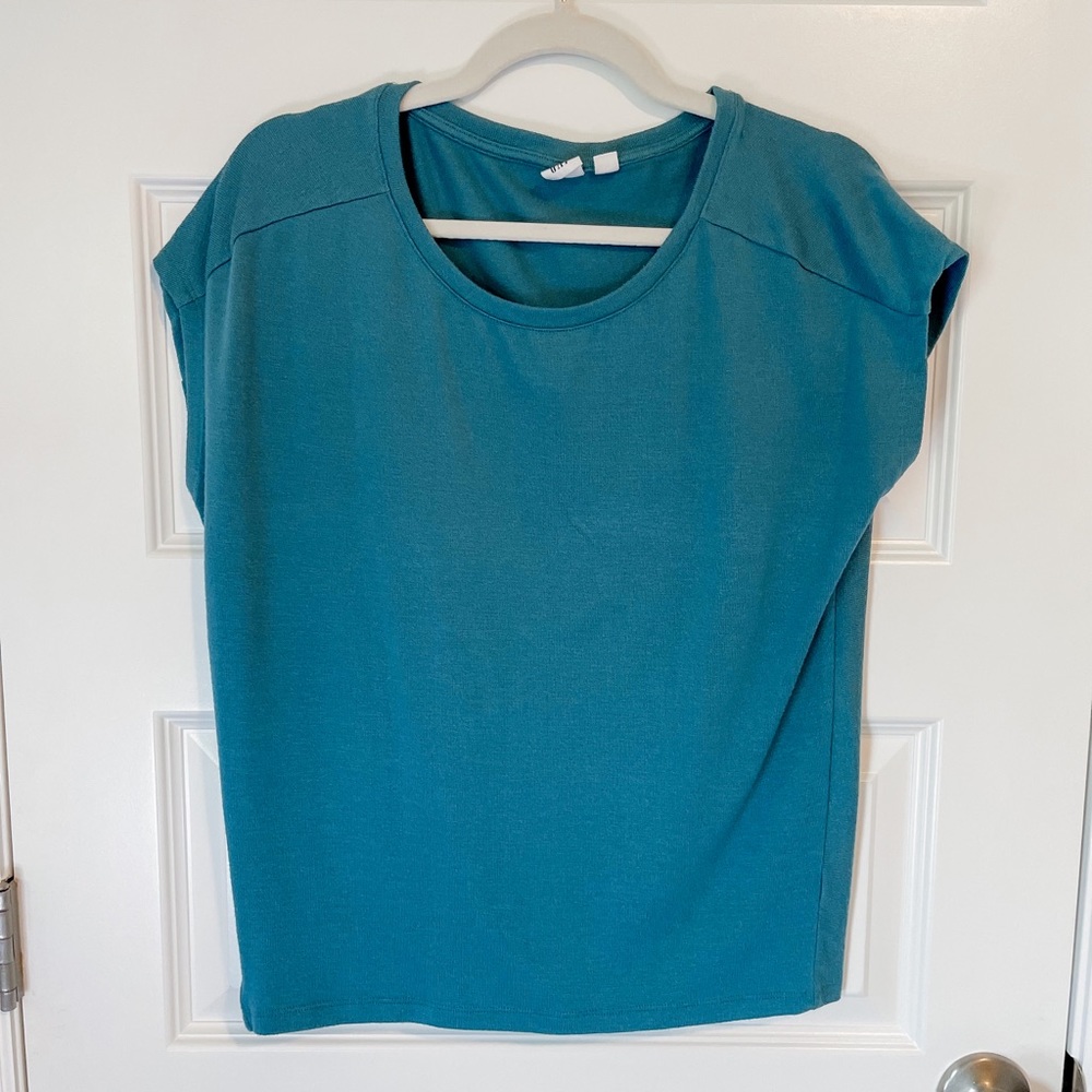 Gap teal sweater top with open back detail - S